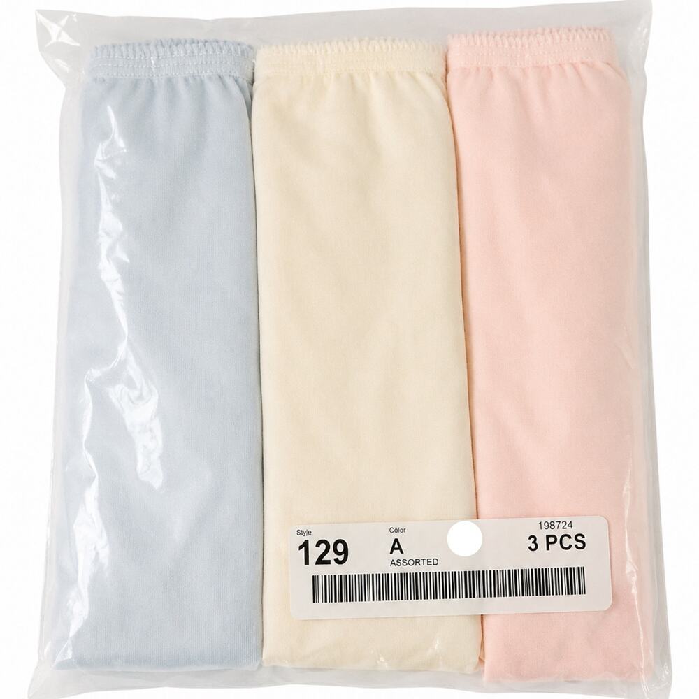 Size 9 National Style 129 Women’s Nylon Tricot Full Brief Panties 3 Pack New